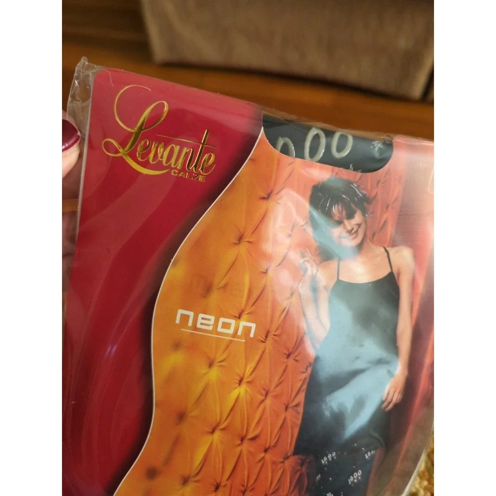 New Levante Fashion Tights 2000 Neon Nero Black Size TG. 2‎ Made Italy